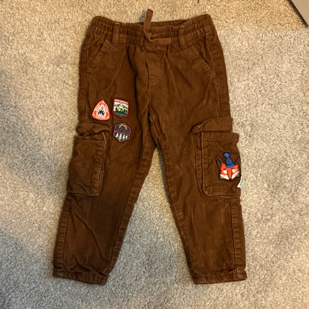 H&M Brown Corduroy Cargo Kids Pants with Patches